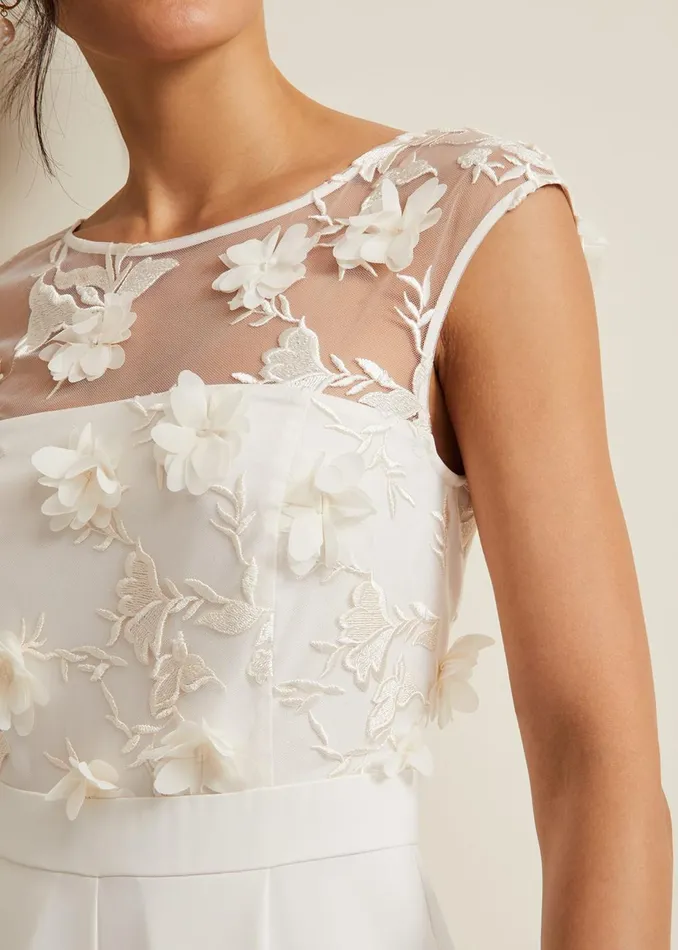 Women Phase Eight Occasion Dresses Cherie Bridal Floral Textured Jumpsuit Ivory
