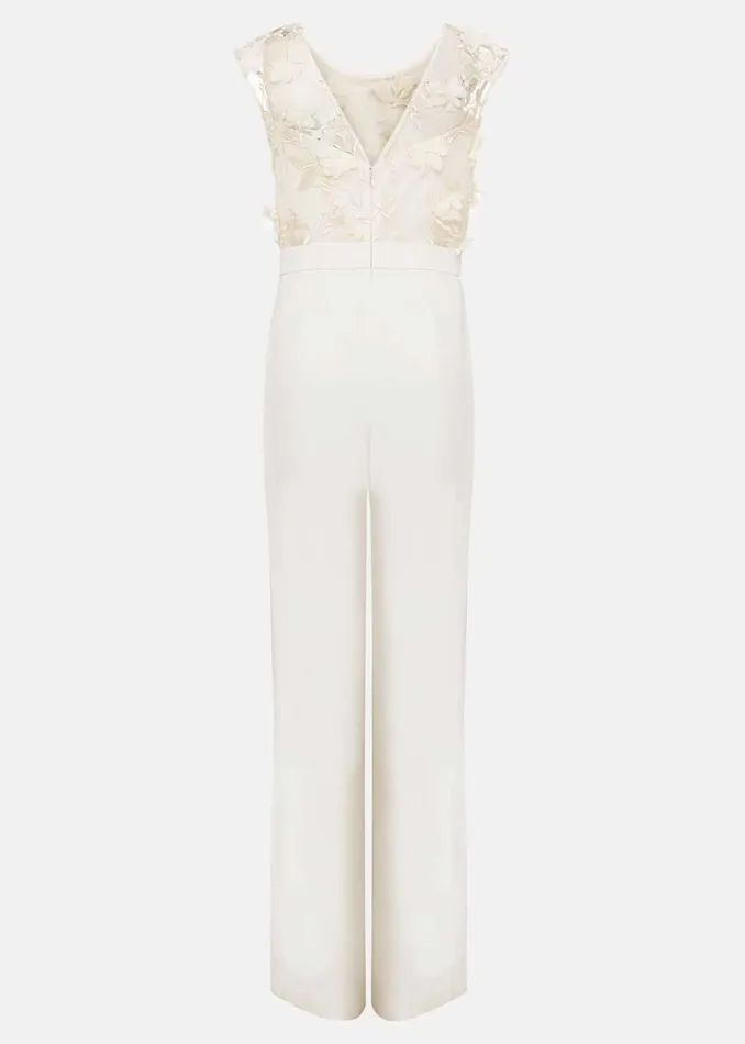 Women Phase Eight Occasion Dresses Cherie Bridal Floral Textured Jumpsuit Ivory