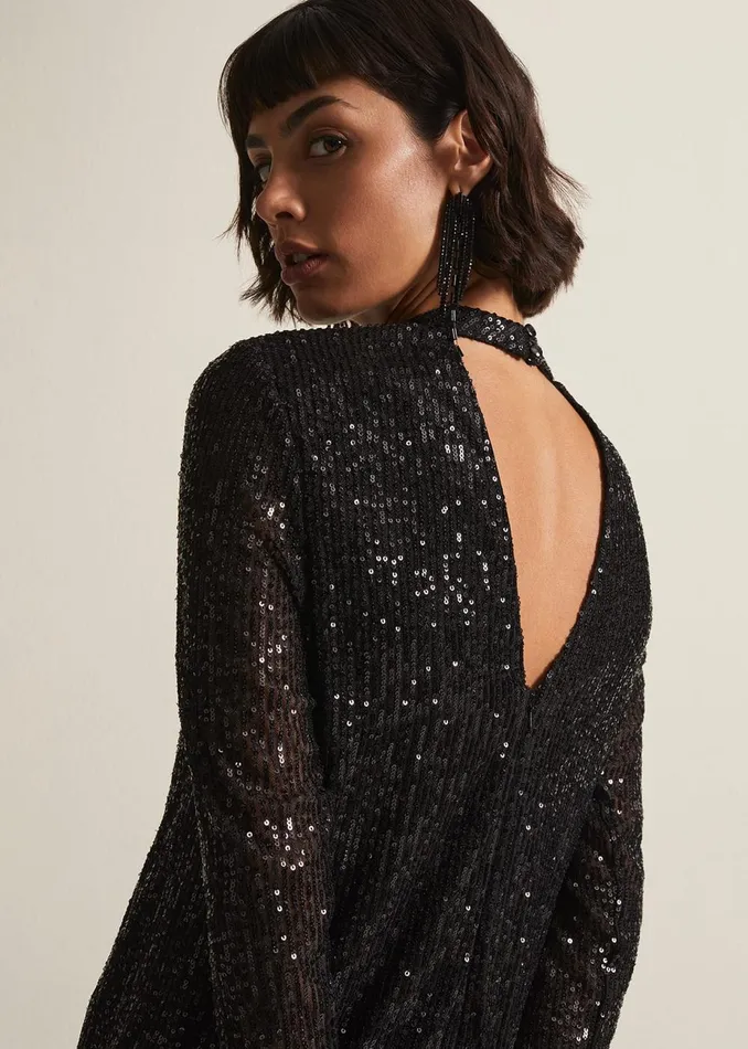 Women Phase Eight Occasion Dresses Cindy Black Sequin Midi Dress Black