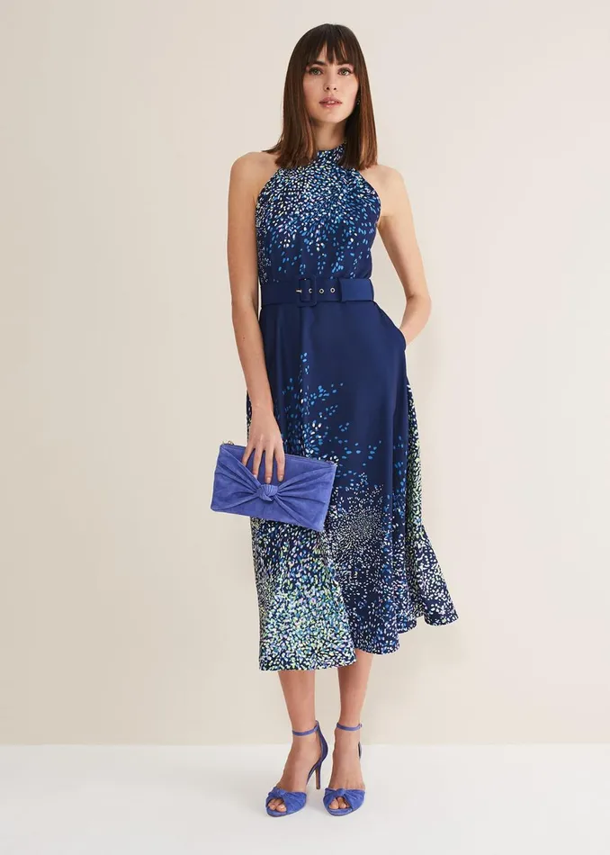 Women Phase Eight Occasion Dresses Clea Ditsy Midi Dress French Navy Multi