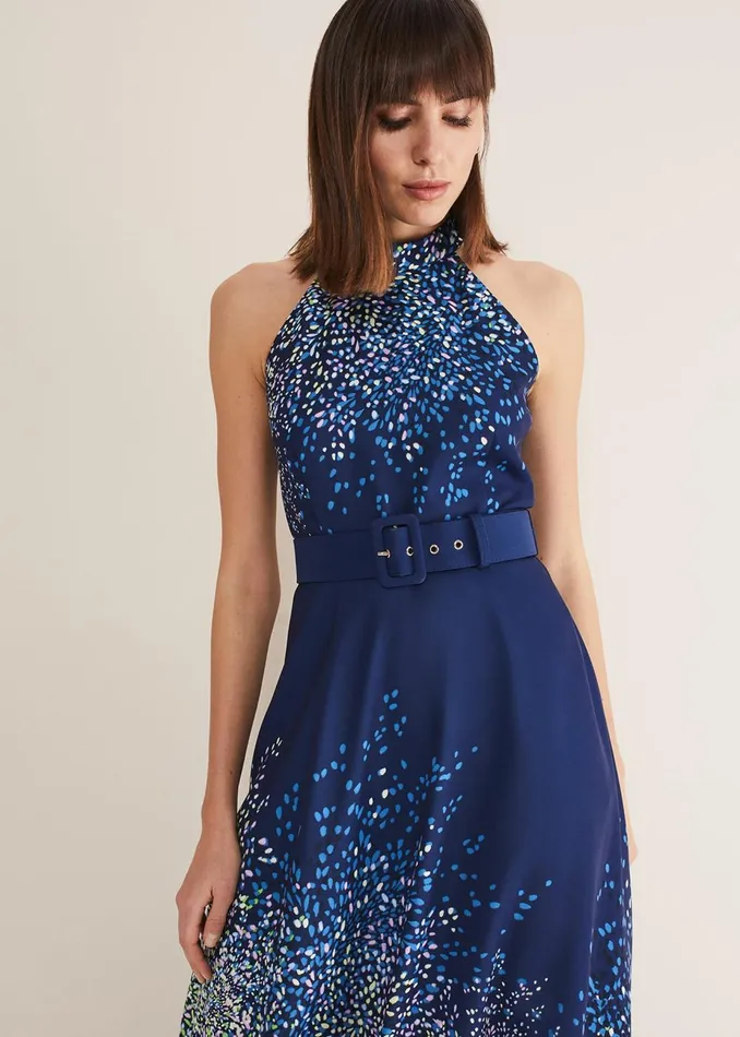 Women Phase Eight Occasion Dresses Clea Ditsy Midi Dress French Navy Multi