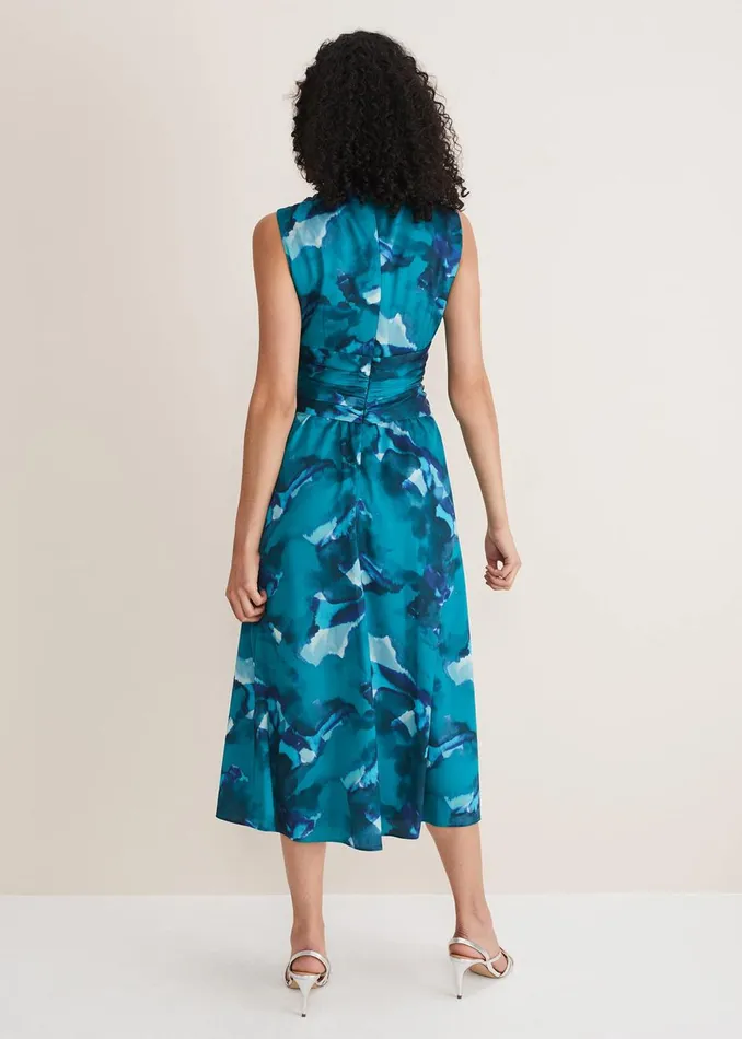 Women Phase Eight Occasion Dresses Corrin Butterfly Print Midi Dress Malachitemulti