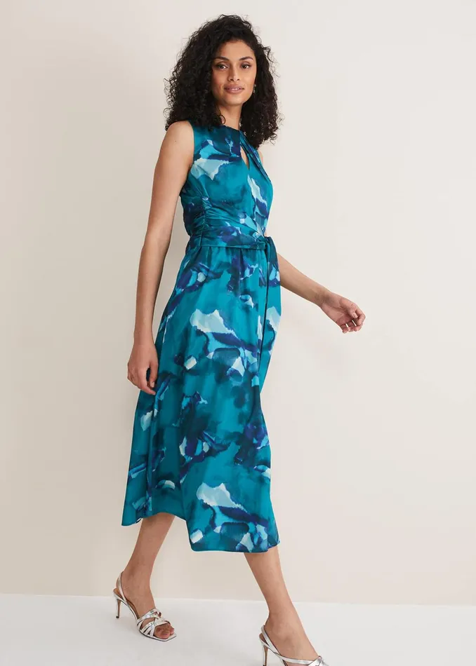 Women Phase Eight Occasion Dresses Corrin Butterfly Print Midi Dress Malachitemulti