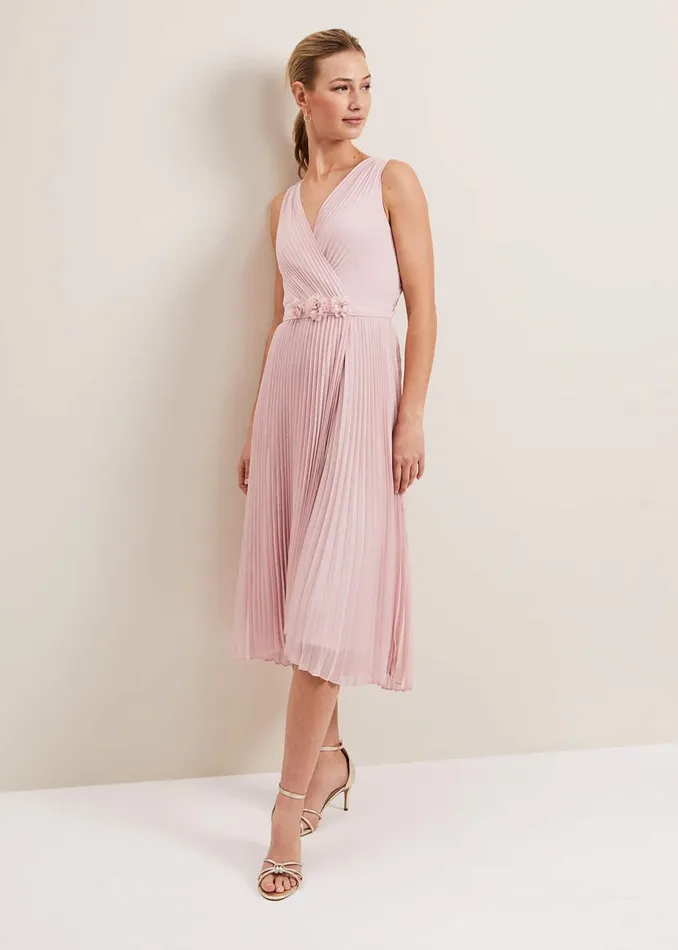 Women Phase Eight Occasion Dresses Cressida Pleat Midi Dress Antique Rose