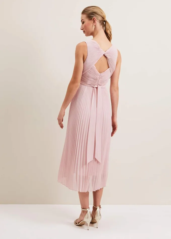 Women Phase Eight Occasion Dresses Cressida Pleat Midi Dress Antique Rose