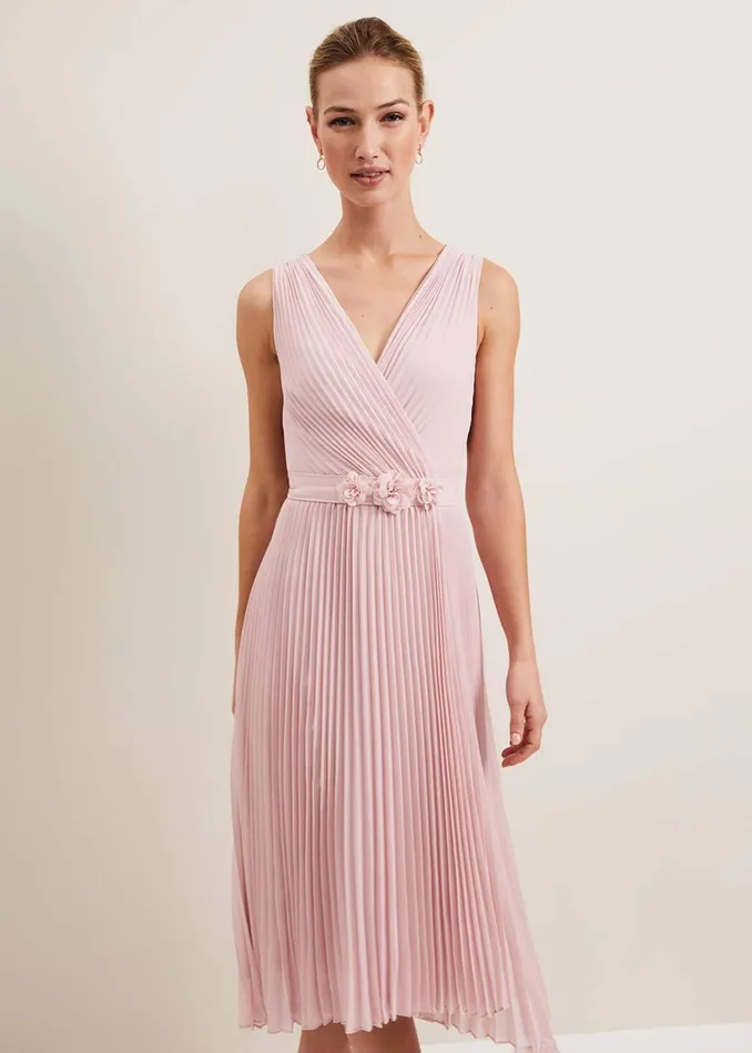 Women Phase Eight Occasion Dresses Cressida Pleat Midi Dress Antique Rose