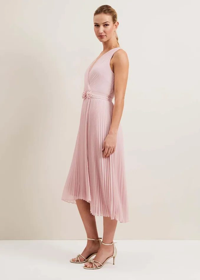 Women Phase Eight Occasion Dresses Cressida Pleat Midi Dress Antique Rose