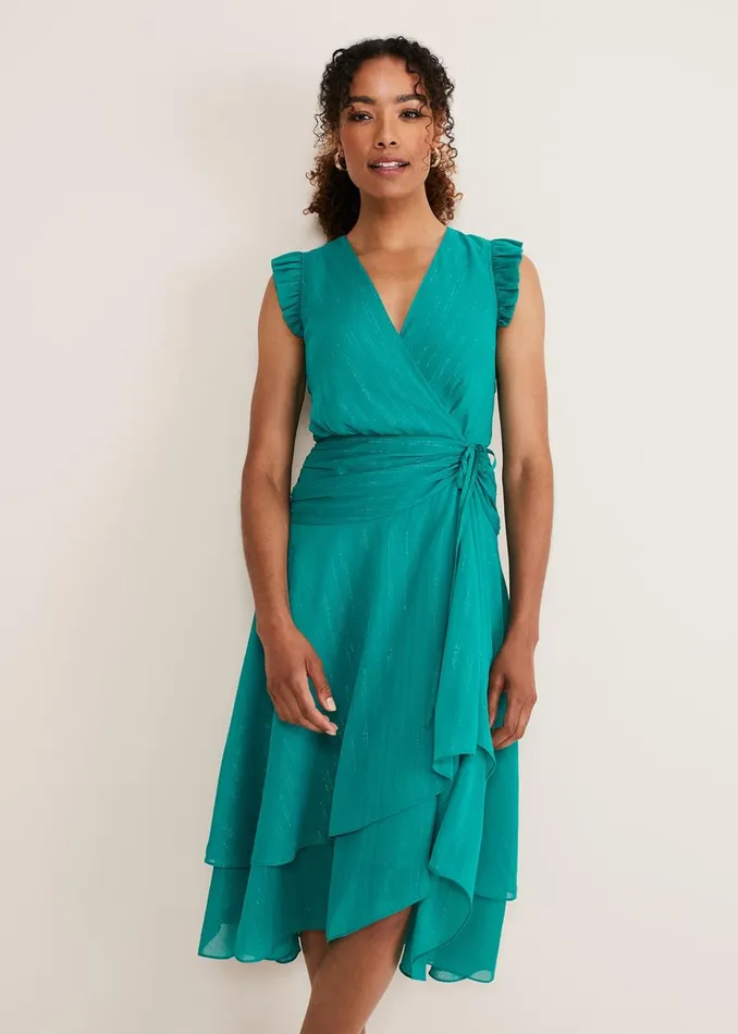 Women Phase Eight Occasion Dresses Cressinda Ruched Midi Dress Peacock