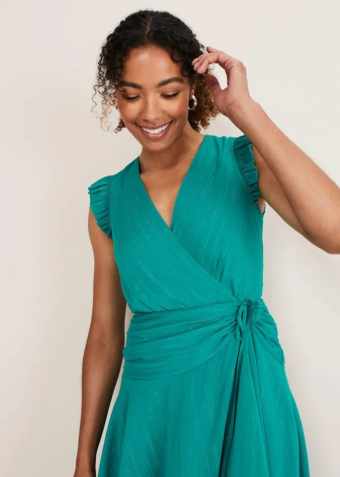 Women Phase Eight Occasion Dresses Cressinda Ruched Midi Dress Peacock
