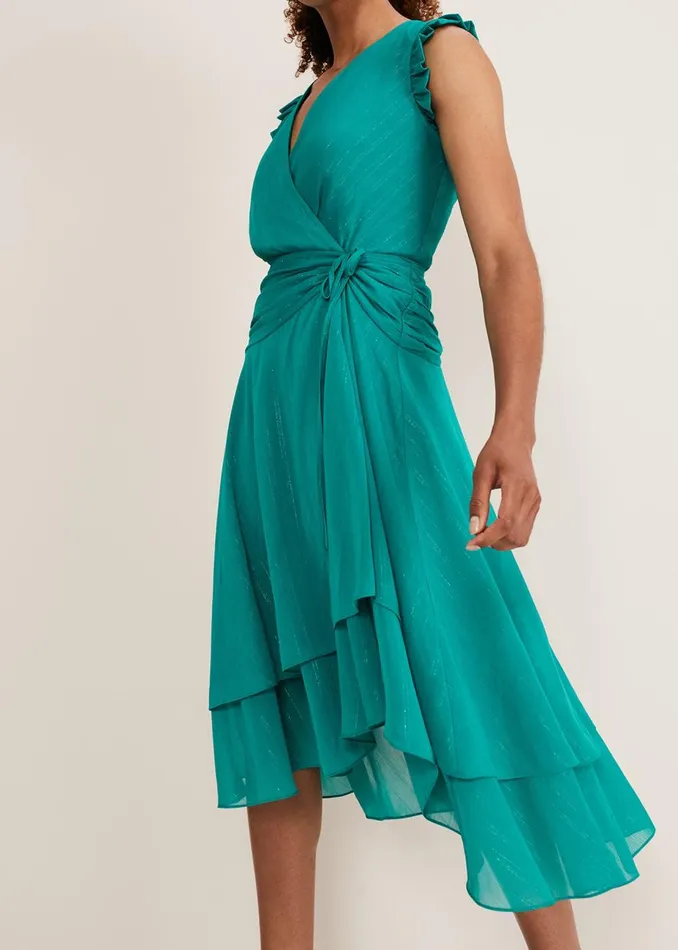 Women Phase Eight Occasion Dresses Cressinda Ruched Midi Dress Peacock