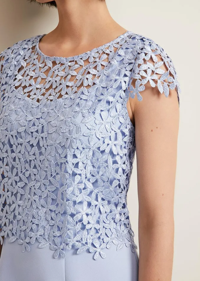 Women Phase Eight Occasion Dresses Daisy Lace Double Layer Dress Pale Blue