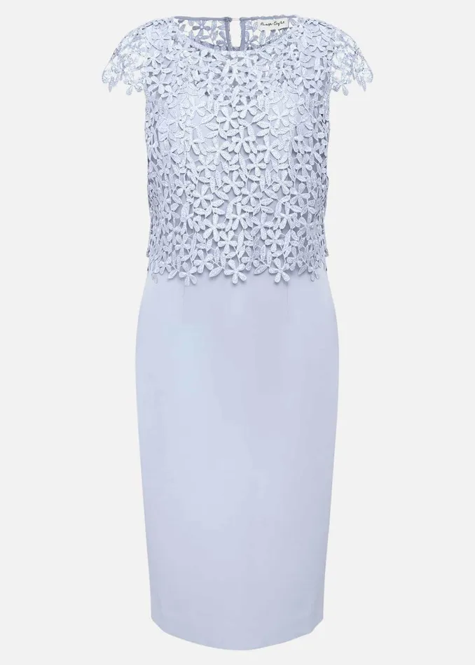 Women Phase Eight Occasion Dresses Daisy Lace Double Layer Dress Pale Blue