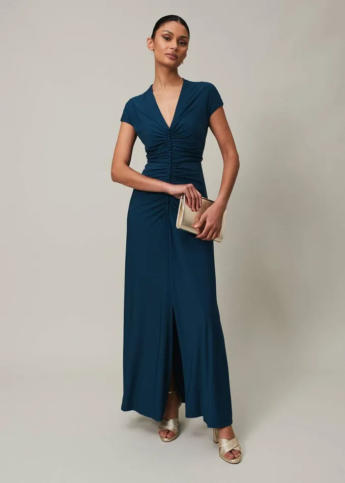 Women Phase Eight Occasion Dresses Daisy Ruched Maxi Dress Teal