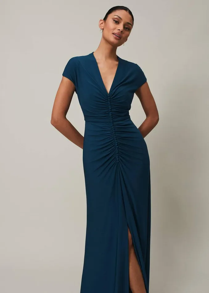 Women Phase Eight Occasion Dresses Daisy Ruched Maxi Dress Teal