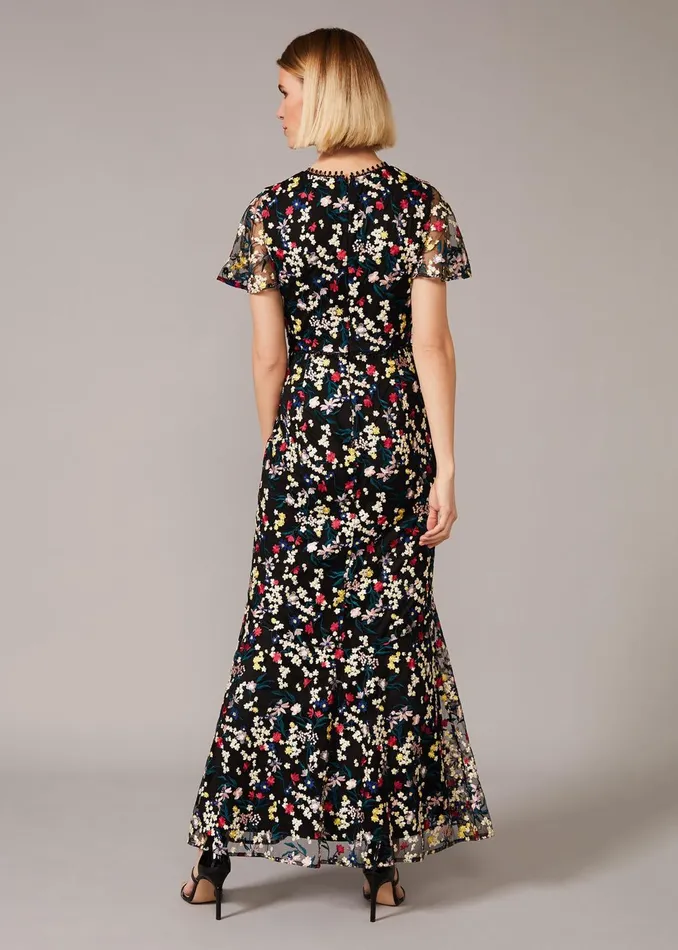 Women Phase Eight Occasion Dresses Daiva Embroidered Fishtail Dress Blackmulti
