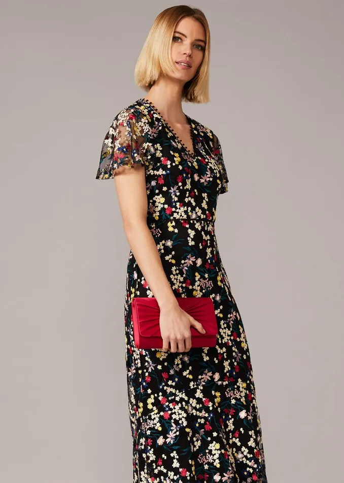 Women Phase Eight Occasion Dresses Daiva Embroidered Fishtail Dress Blackmulti