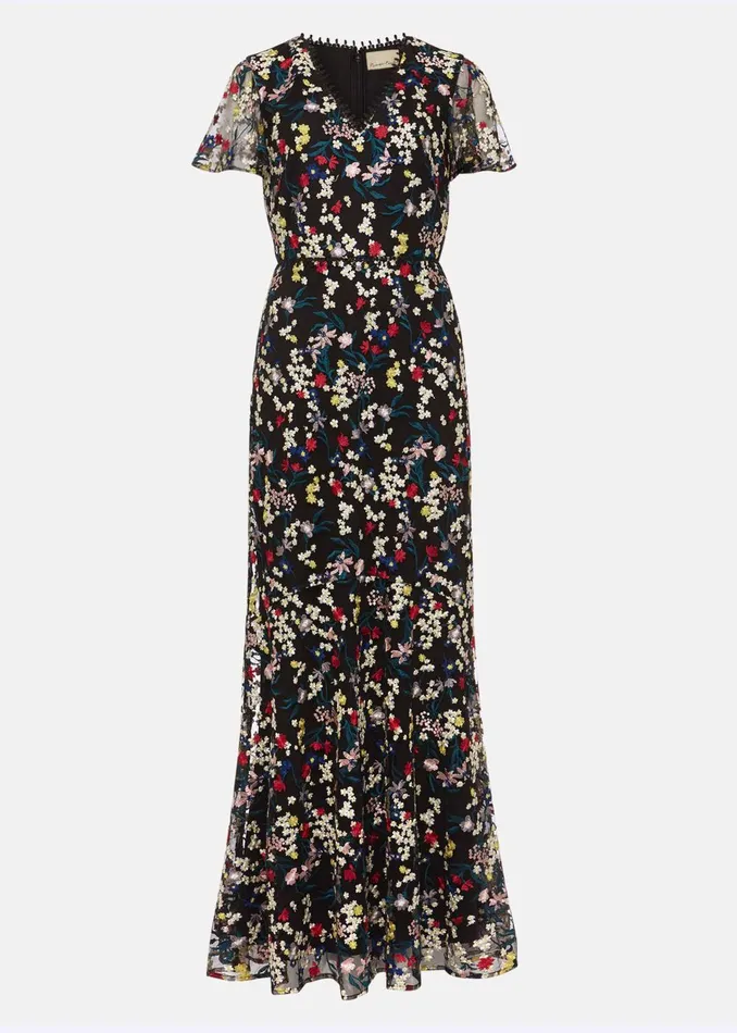Women Phase Eight Occasion Dresses Daiva Embroidered Fishtail Dress Blackmulti