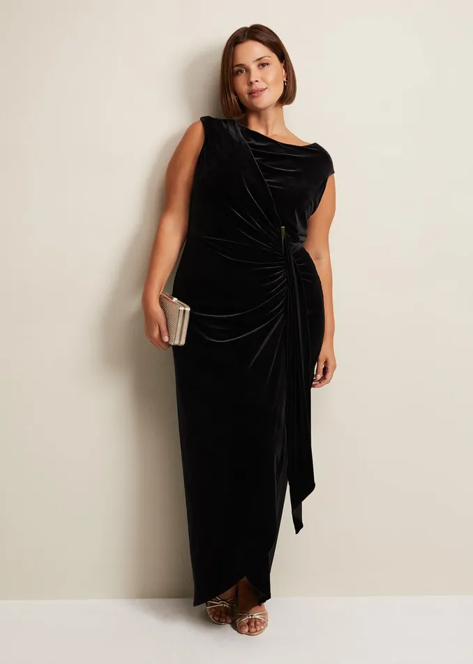 Women Phase Eight Occasion Dresses Donna Velvet Maxi Dress Black