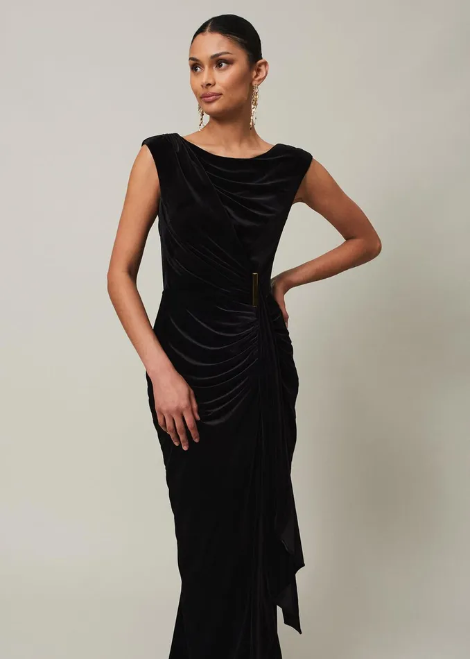Women Phase Eight Occasion Dresses Donna Velvet Maxi Dress Black