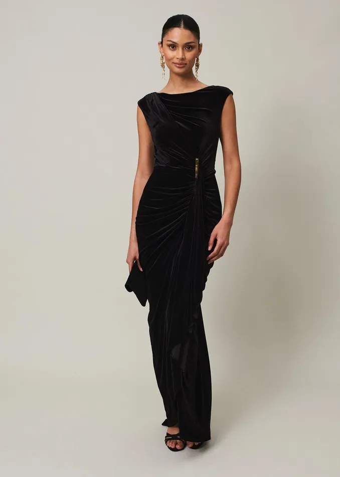Women Phase Eight Occasion Dresses Donna Velvet Maxi Dress Black