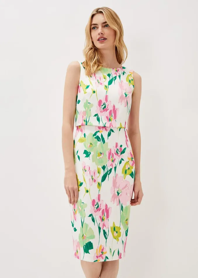 Women Phase Eight Occasion Dresses Effie Floral Scuba Dress Ivory