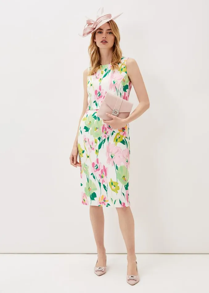 Women Phase Eight Occasion Dresses Effie Floral Scuba Dress Ivory