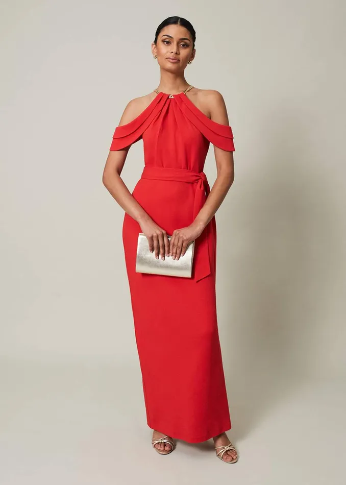 Women Phase Eight Occasion Dresses Elaine Chain Detail Maxi Dress Red