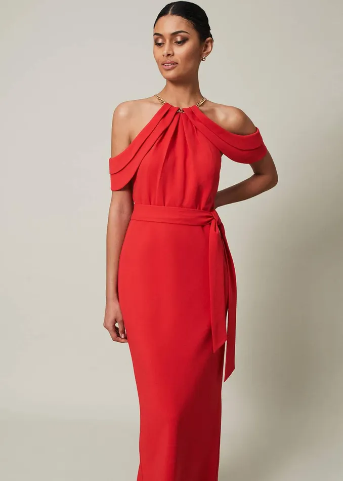 Women Phase Eight Occasion Dresses Elaine Chain Detail Maxi Dress Red