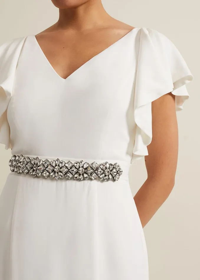 Women Phase Eight Occasion Dresses Ellery Frill Maxi Wedding Dress Parchment