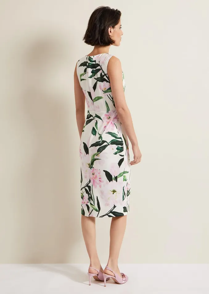 Women Phase Eight Occasion Dresses Elsa Floral Scuba Midi Dress Multicoloured