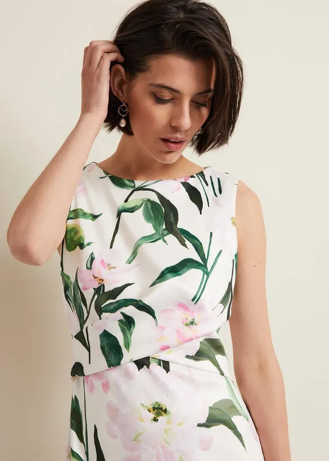 Women Phase Eight Occasion Dresses Elsa Floral Scuba Midi Dress Multicoloured