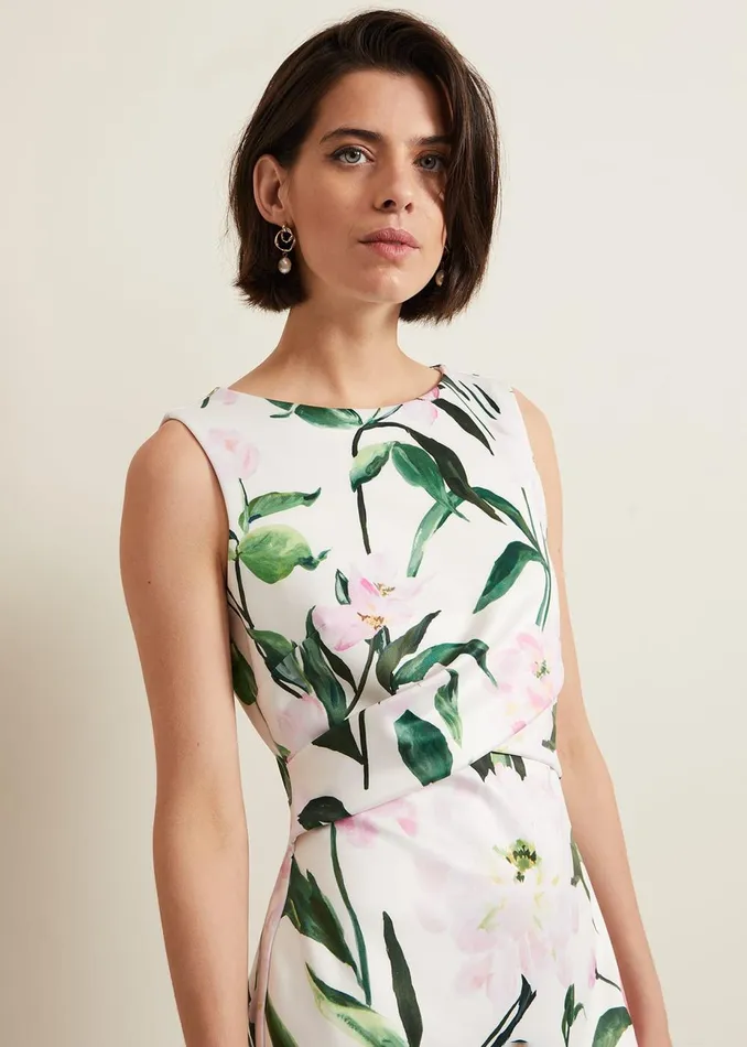 Women Phase Eight Occasion Dresses Elsa Floral Scuba Midi Dress Multicoloured