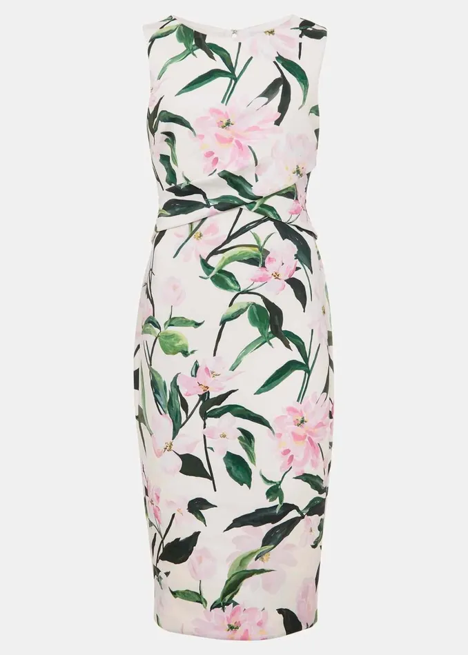 Women Phase Eight Occasion Dresses Elsa Floral Scuba Midi Dress Multicoloured