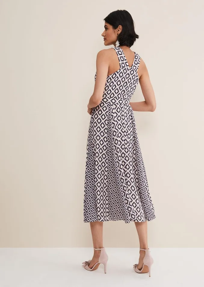 Women Phase Eight Occasion Dresses Ember Geo Midi Dress Smokepowder Pink