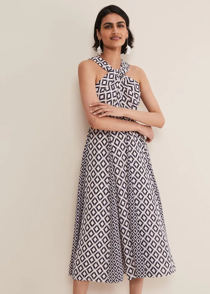 Women Phase Eight Occasion Dresses Ember Geo Midi Dress Smokepowder Pink