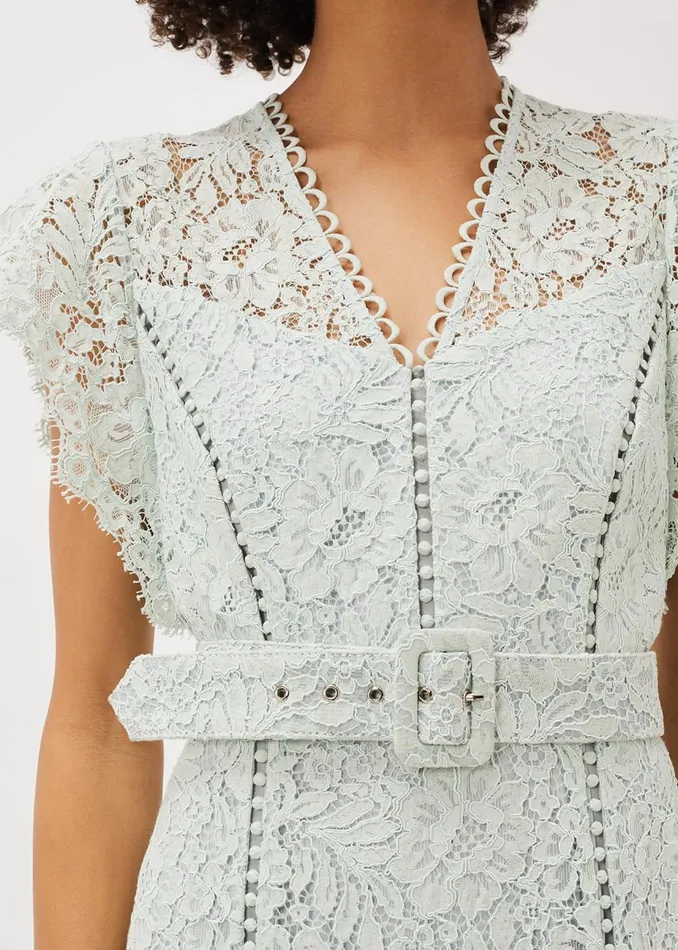Women Phase Eight Occasion Dresses Esmerelda Lace Belted Fishtail Dress Mint