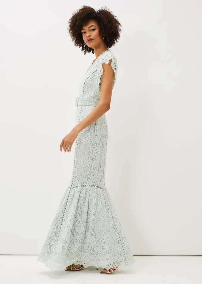 Women Phase Eight Occasion Dresses Esmerelda Lace Belted Fishtail Dress Mint