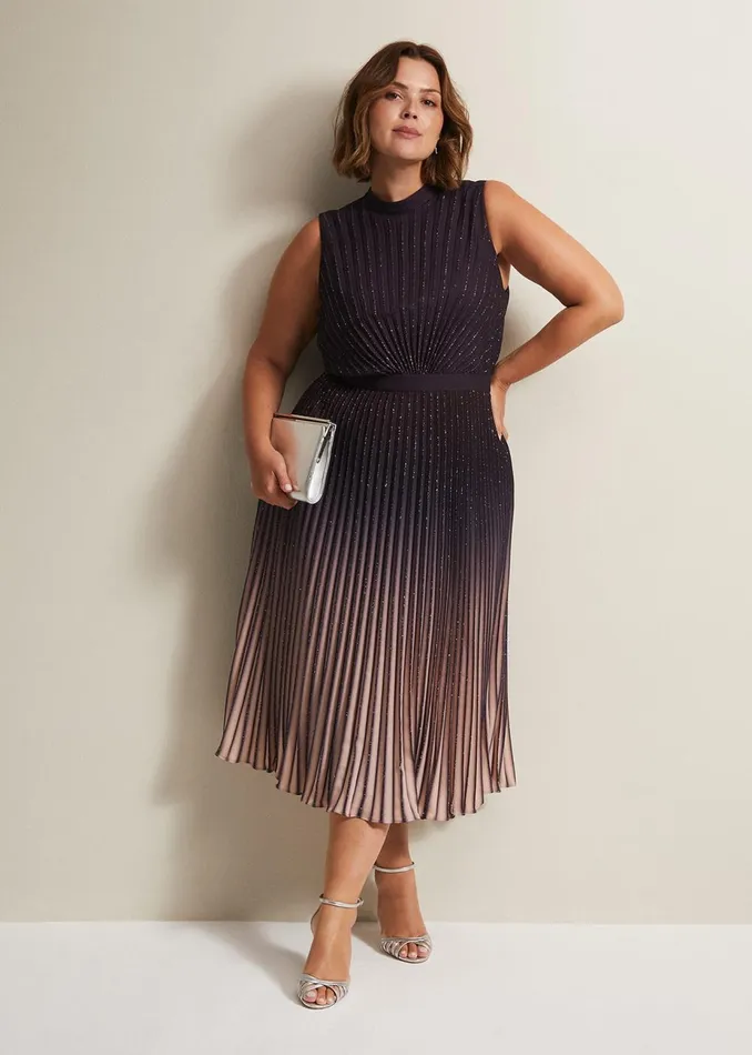 Women Phase Eight Occasion Dresses Estella Dark Purple Ombre Midaxi Dress Purple
