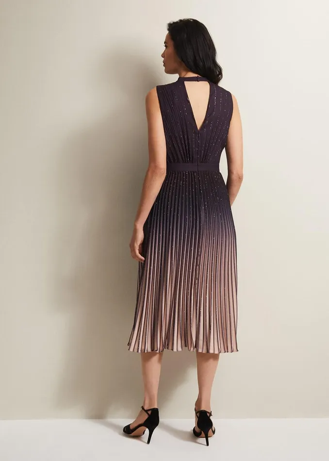 Women Phase Eight Occasion Dresses Estella Dark Purple Ombre Midaxi Dress Purple