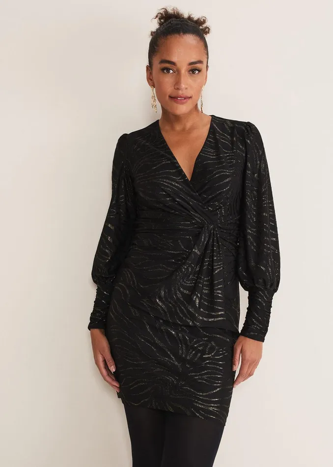 Women Phase Eight Occasion Dresses Eve Shimmer Jersey Dress Blackgold