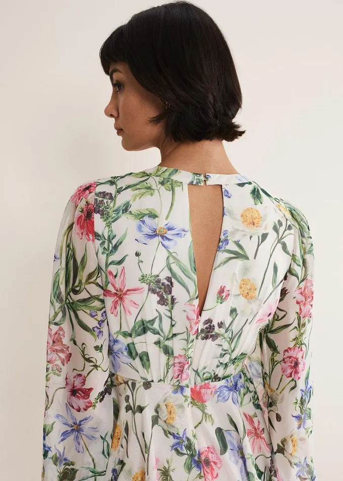Women Phase Eight Occasion Dresses Everleigh Chiffon Floral Mini Dress Ivorymulti