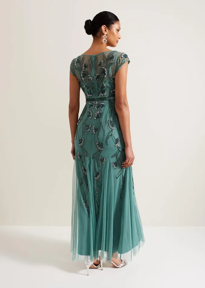 Women Phase Eight Occasion Dresses Evonne Beaded Maxi Dress Light Green