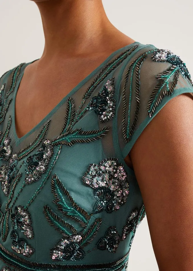 Women Phase Eight Occasion Dresses Evonne Beaded Maxi Dress Light Green