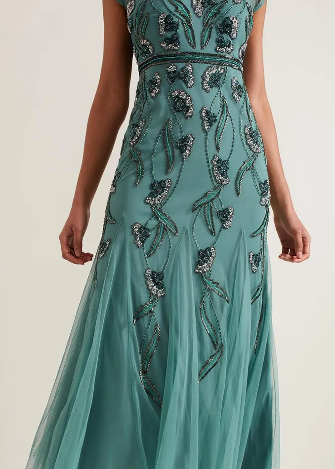 Women Phase Eight Occasion Dresses Evonne Beaded Maxi Dress Light Green