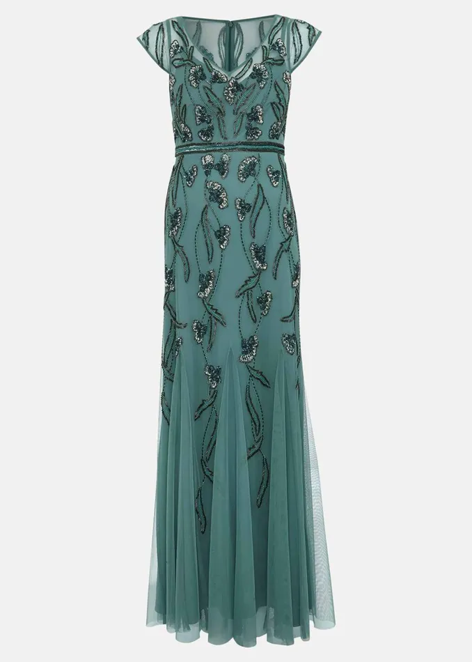 Women Phase Eight Occasion Dresses Evonne Beaded Maxi Dress Light Green