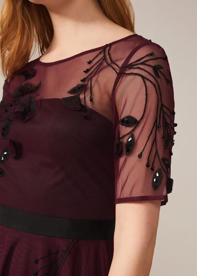 Women Phase Eight Occasion Dresses Felicia Embroidered Tulle Dress Berry