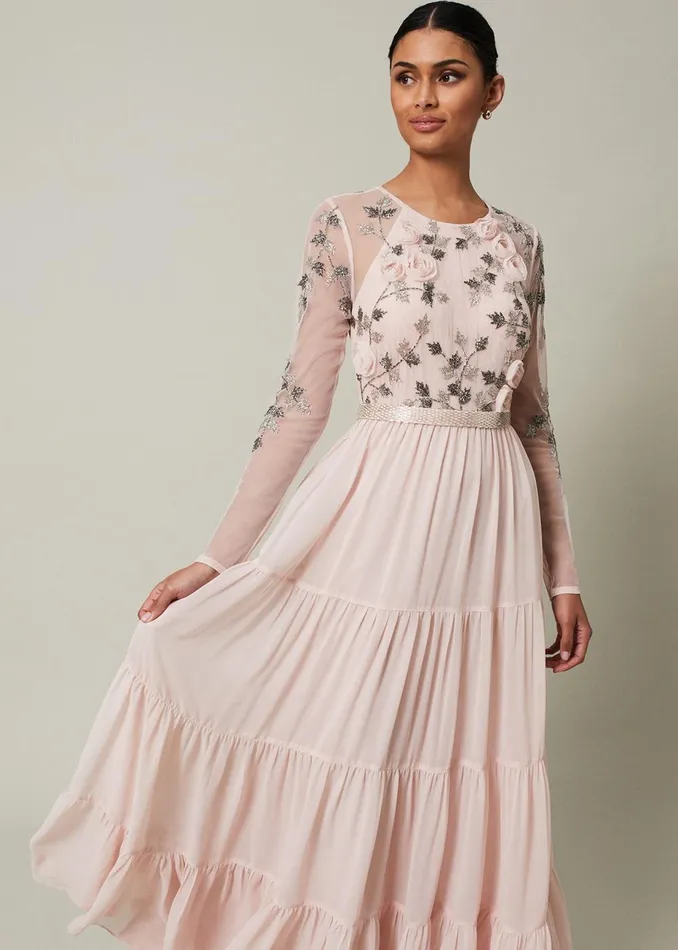 Women Phase Eight Occasion Dresses Florence Beaded Maxi Dress Antique Rose