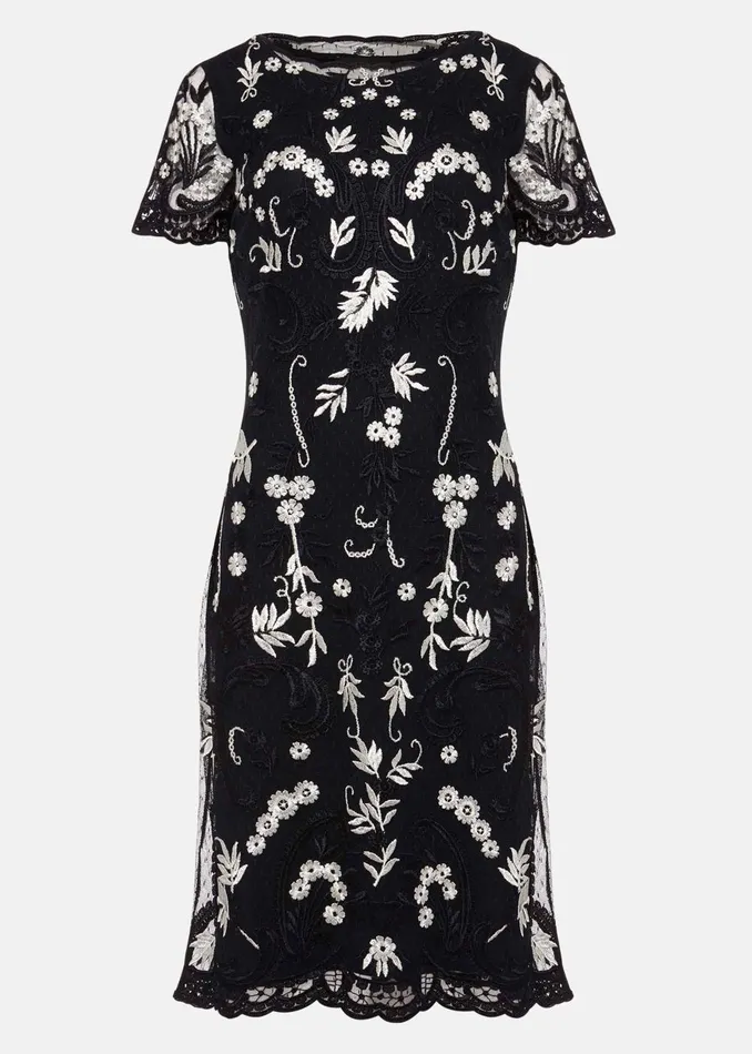 Women Phase Eight Occasion Dresses Floris Embroidered Shift Dress Navyivory
