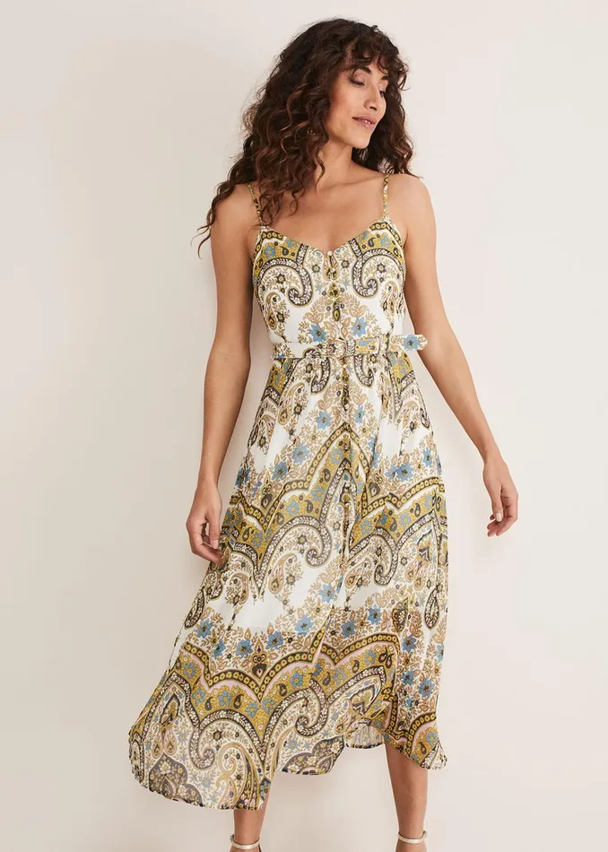 Women Phase Eight Occasion Dresses Francesca Print Cami Dress Goldmulti