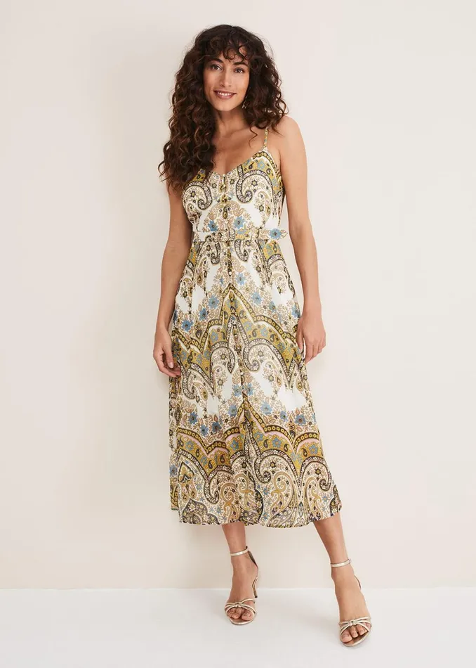 Women Phase Eight Occasion Dresses Francesca Print Cami Dress Goldmulti
